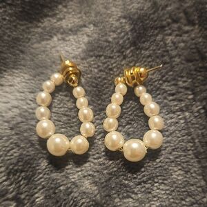 Gold Pearl Teardrop Hoop Earrings - Elegant Women’s Jewelry